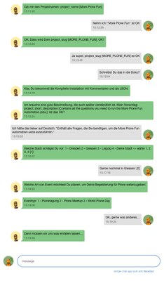 Plone ChatBot Setup Chat Example