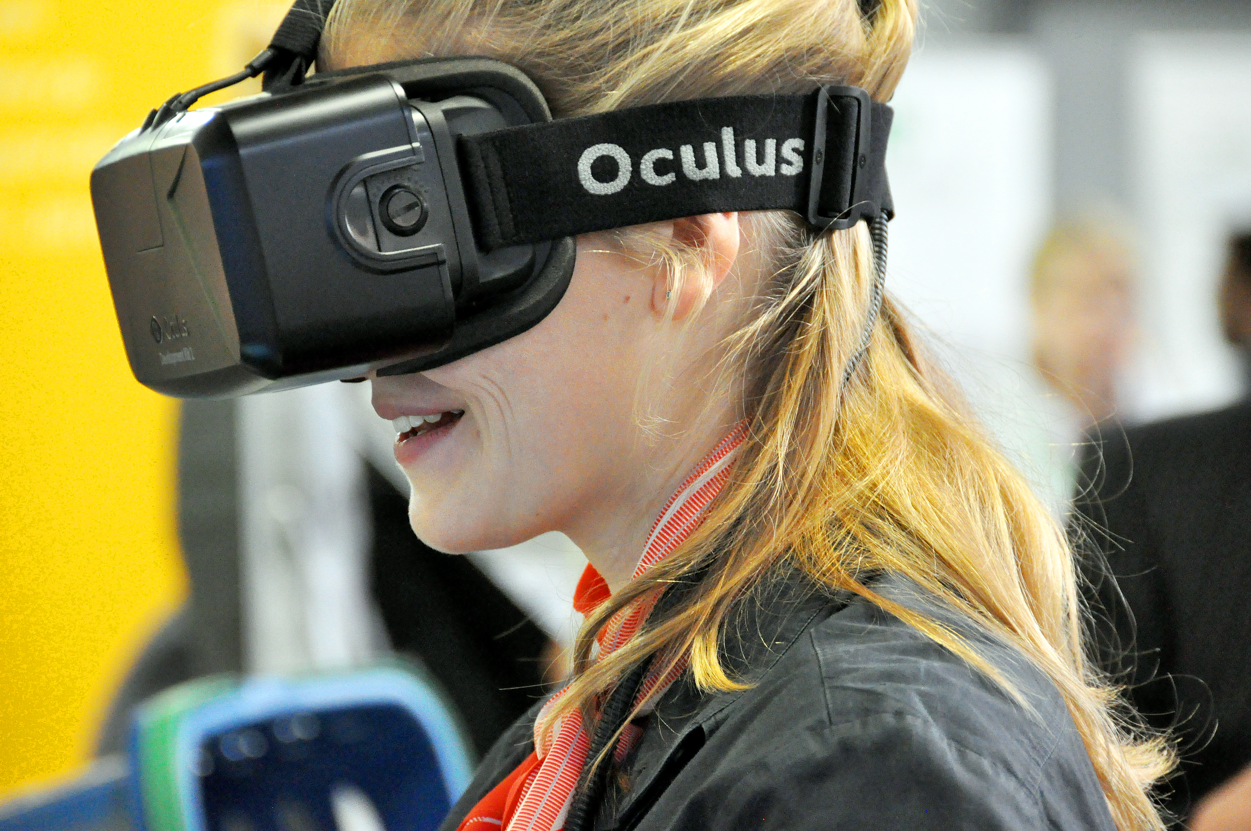 Young women using Oculus Rift